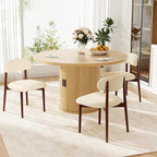 Wooden Dining Chair Set of 3, Modern Dining Chairs with with Curved Back, Fabric Upholstered Kitchen Dining Room Chairs with Adjustable Legs for Farmhouse Dining Living Room,Beige