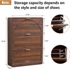 Hidden Shoe Cabinet with Drawer, Free Standing Narrow Shoe Rack Cabinet for Entryway Slim, 3 Flip Drawer Shoe Storage Organizer Cabinet for Entry,Hallway,Door,Dorm,Small Spaces - Walnut