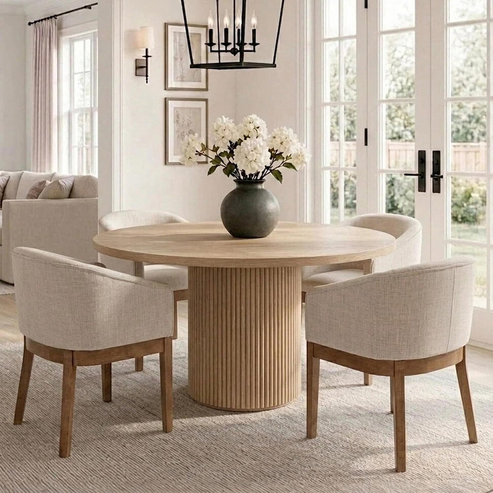 HNY Barrel Dining Chairs Set of 4, Mid Century Modern Upholstered Dining Chai...