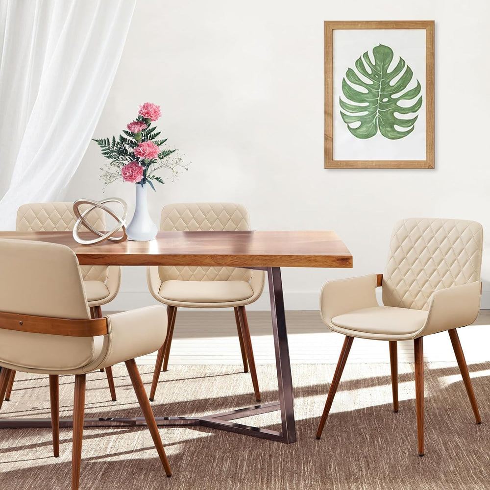 LUNLING Mid Century Modern Faux Leather Dining Room Chairs,Upholstered Seat M...
