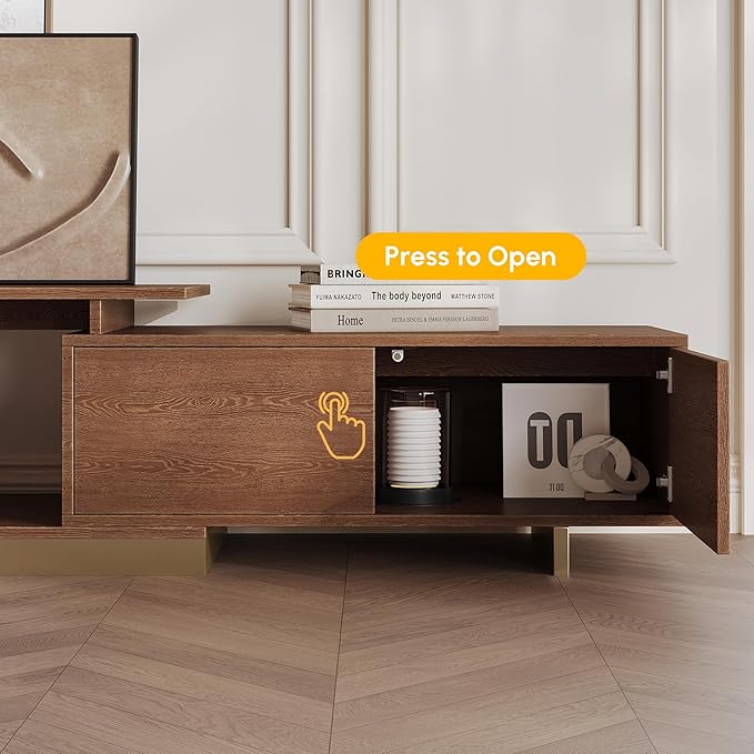 homary Extendable TV Stand for 65–85 Inch TVs, Modern Walnut Entertainment Center with Storage Drawers & Cabinets, Adjustable TV Console Table Media Cabinet for Living Room Bedroom (Walnut)