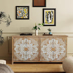 Vintage Rustic Accent Cabinet with 4 Doors, Modern Pantry Cabinet, for Entryway Living Dining Room Bedroom,for Kitchen Home