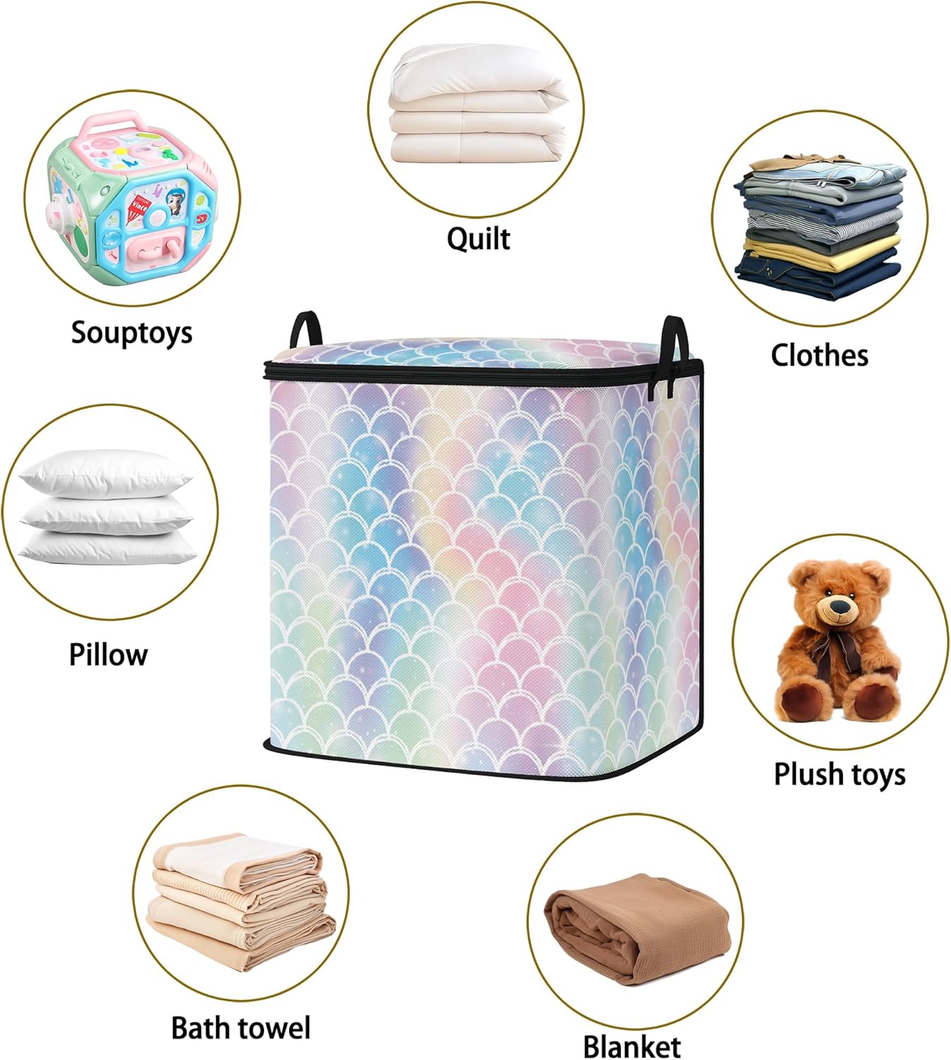 Large Comforter Storage Bag with Zipper,Closet Organizer for Clothes,Blankets,Quilts,Pillows,Fabric Moving Bags with Portable Handles 95L(2-Pack)