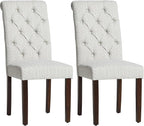 Tufted Dining Chairs Set of 2, Upholstered Parsons Dining Room Chairs, Fabric Kitchen Side Chair with Wood Legs, Floral