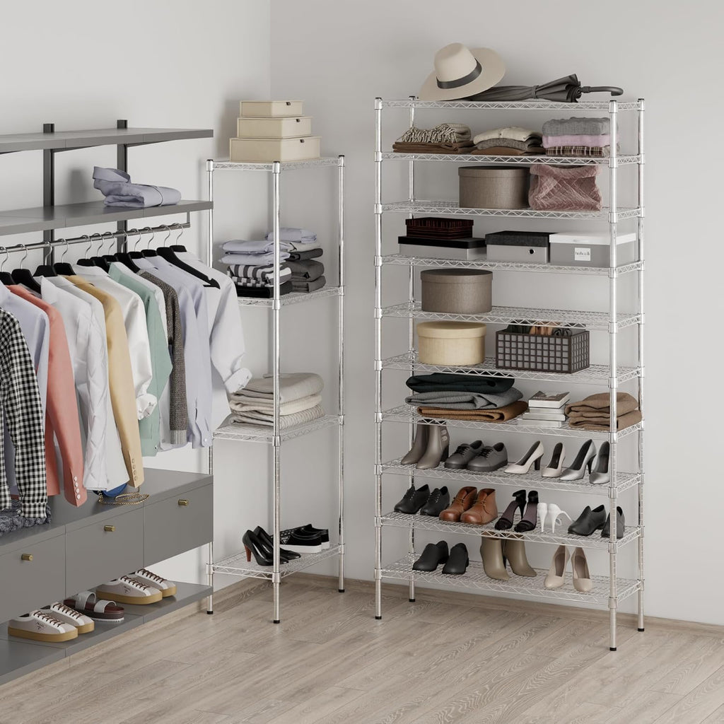 14" Deep x 42" Wide x 86" Height Wire Shelving Kit | 10-Tier | NSF Commercial Storage Rack Unit