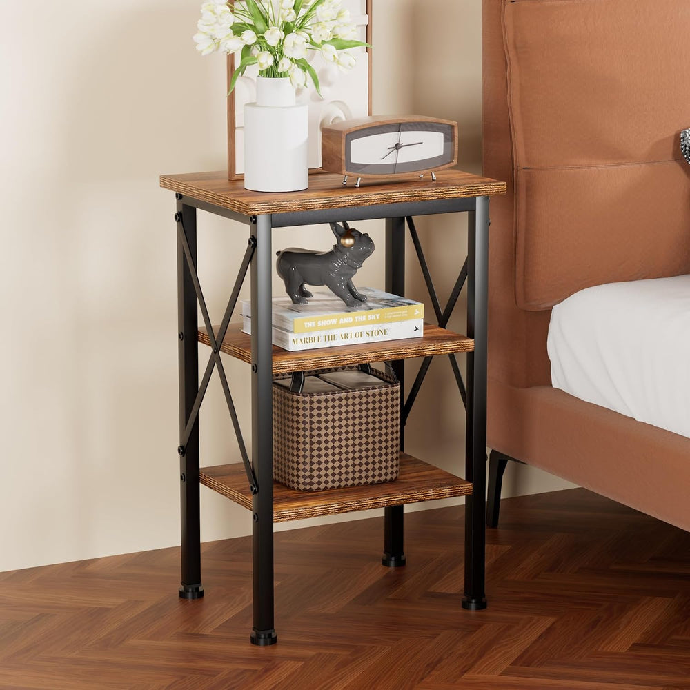 VECELO Modern Nightstands X-Design Side End Table Night Stand with Storage Sh...