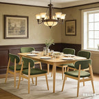 Wooden Dining Chairs Set of 4, Farmhouse Boucle Upholstered Kitchen Chairs, Green