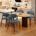 Kitchen Dining Chairs Set of 4 Modern Soft Linen Farmhouse Dining Room Chair with Metal Legs, Blue/Walnut