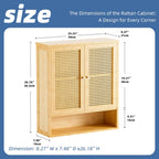HITNET Bathroom Cabinet Wall Mounted, Rattan Medicine Cabinet, Bamboo Hanging Storage Organizer Over The Toilet with Adjustable Shelf for Living Room, Kitchen, Entryway (Natural)