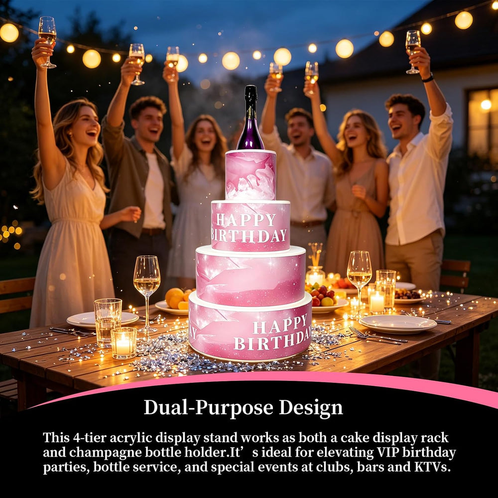LED 7-Color Cake Tabletop Wine Racks Bottle Presenter with Remote Control, Re...