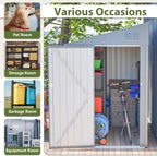 4x7 FT Outdoor Storage Shed,Lean to Lockable Metal Garden Shed Steel with Reinforced Beams,All Weather Waterproof Storage House W/Lockable Door&2 Air Vents,for Backyard,Patio,Lawn,Garden,Gray