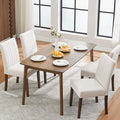 Upholstered Dining Chairs Set of 4, Button Tufted Parsons Chairs with Wood Legs and Padded Seat, Modern Fabric Side Chairs for Dining Room Kitchen Farmhouse Hotel, Beige