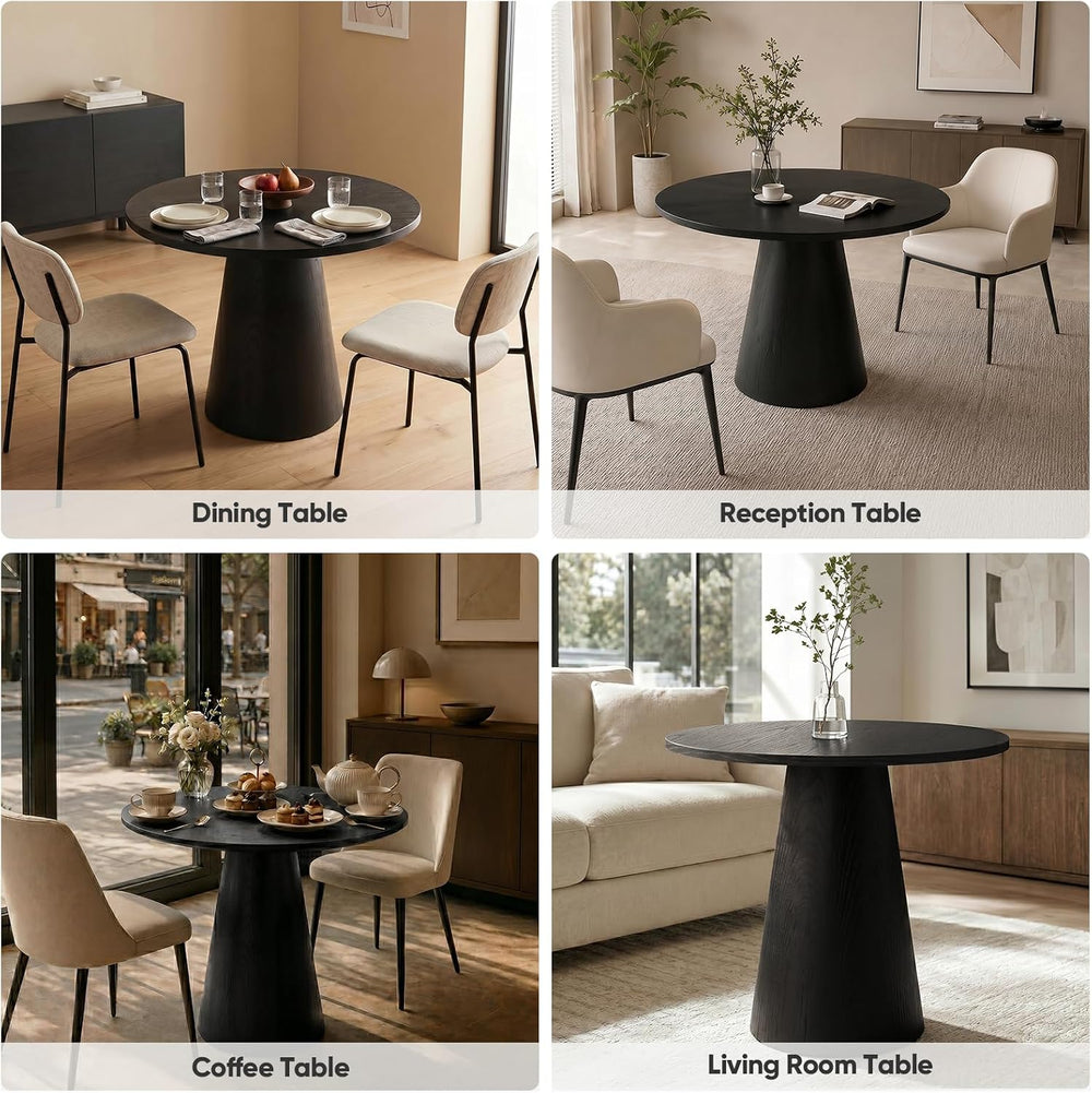 Round Dining Table Wood for 2-4, Modern Farmhouse Kitchen Table | 35''...