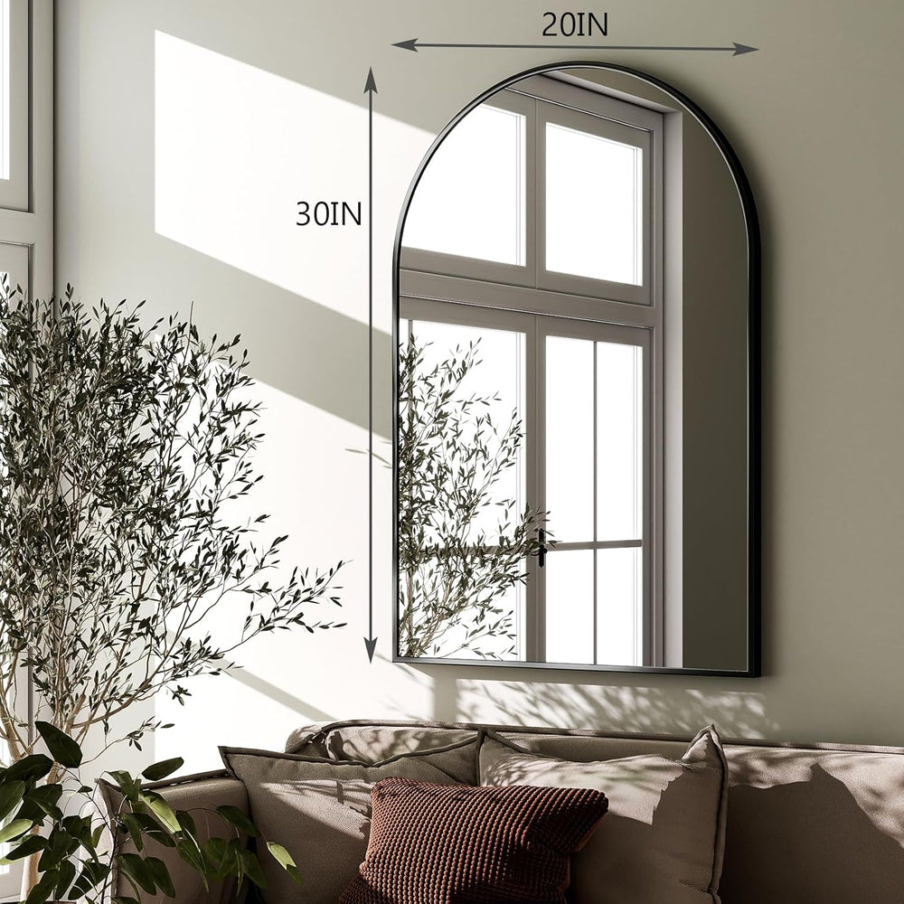 HARRITPURE 20"x30" Arched Bathroom Mirror Wall Mounted Black Arch M...