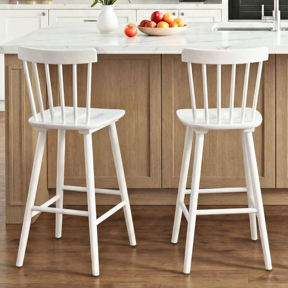Windsor Bar Stools Set of 2, 26 Inch Counter Height Barstools Wooden Barstool...