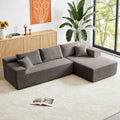 104" Cloud Sectional Couch, Modern Modular L Shape Sectional Sofa with Deep Seat Chaise, Comfy Boucle Boneless Couches for Living Room (Light Grey, Right Chaise)