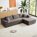 104" Cloud Sectional Couch, Modern Modular L Shape Sectional Sofa with Deep Seat Chaise, Comfy Boucle Boneless Couches for Living Room (Light Grey, Right Chaise)