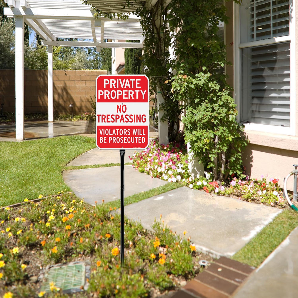 GicnKeuz Large No Trespassing Signs Private Property Sign with 36" Heavy...