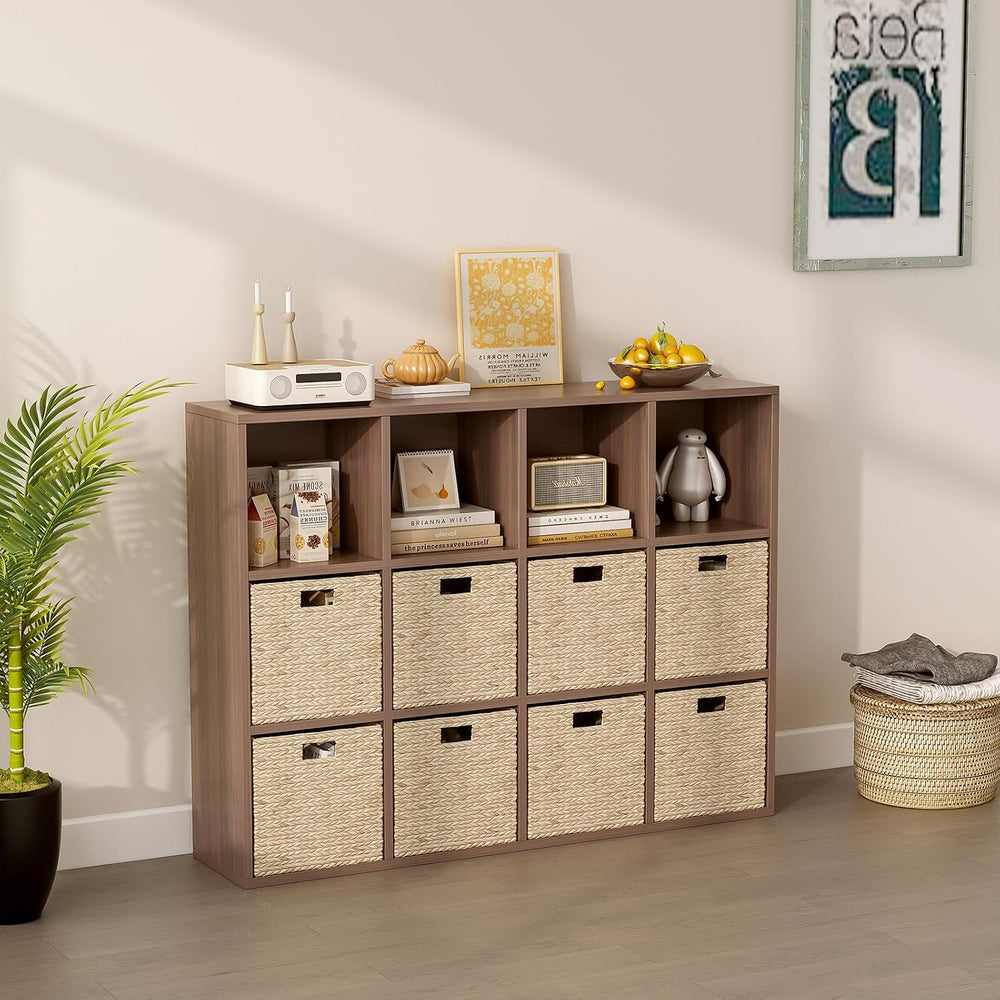 OSCHF 12-Cube Storage Shelf Bookcase, Walnut