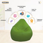 Ample Decor Bean Bag Cover (Filler Not Included), Plush Toys Storage Soft Leatherette, Durable Construction Sturdy Zipper, Ideal for Children and Teenagers - Green