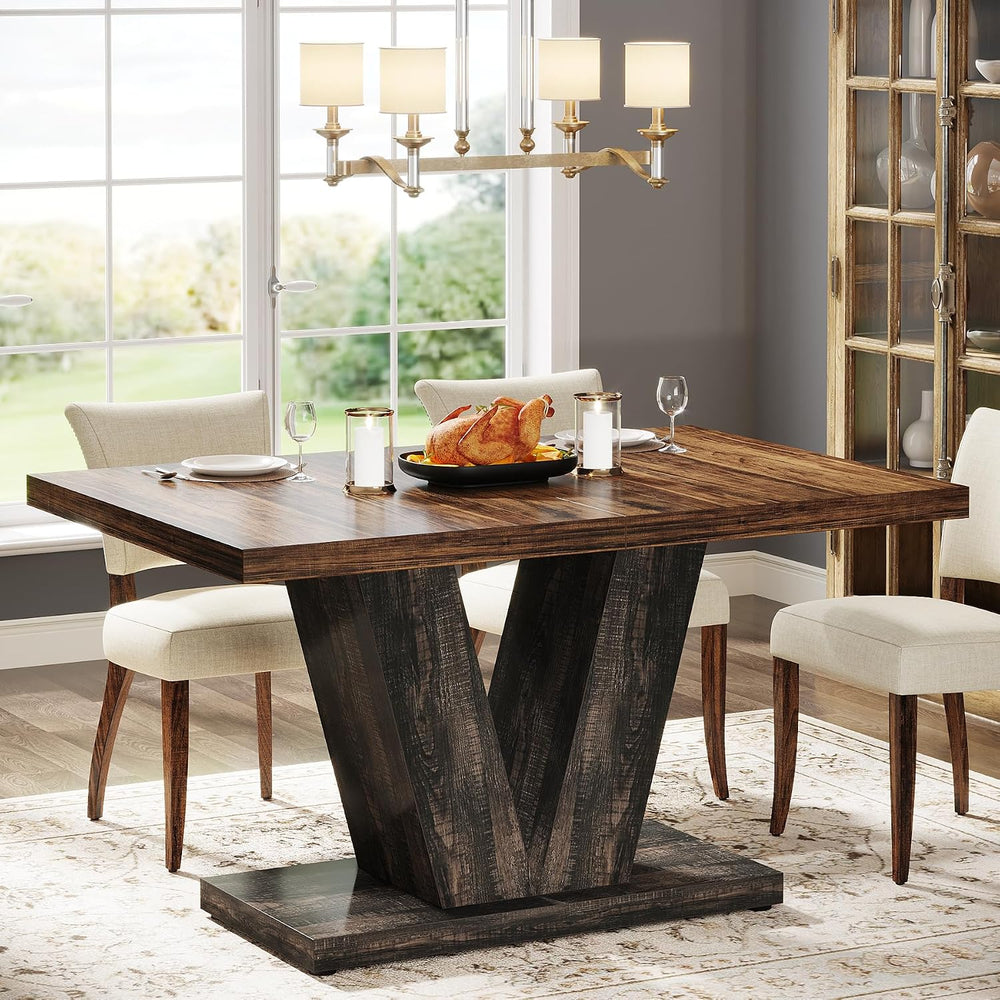 Tribesigns 47-Inch Dining Table for 4, Black Kitchen Dinner Table with Heavy ...