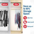 4 Pack Hanging Vacuum Storage Bags for Jackets, Clothes, Suits and Dresses – Vacuum Sealed Compression Bags with Hand Pump – Space Saver Storage Bags for Moving, Travel & Organization (2S & 2L)