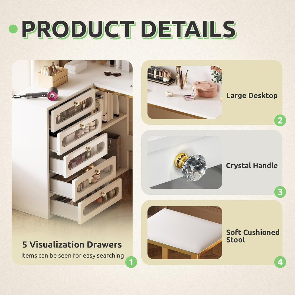 YITAHOME 48" Vanity Desk Set | Makeup Vanity with Mirror and Lights, 3 L...