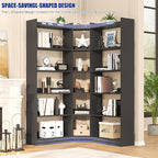 6 Tiers Corner Bookshelf, 63.1" Tall Modern Corner Etagere Bookcase Storage Display Rack Book Shelf with Baffle, Industrial L Shaped Bookshelves for Bedroom, Home Office, Living Room, Black