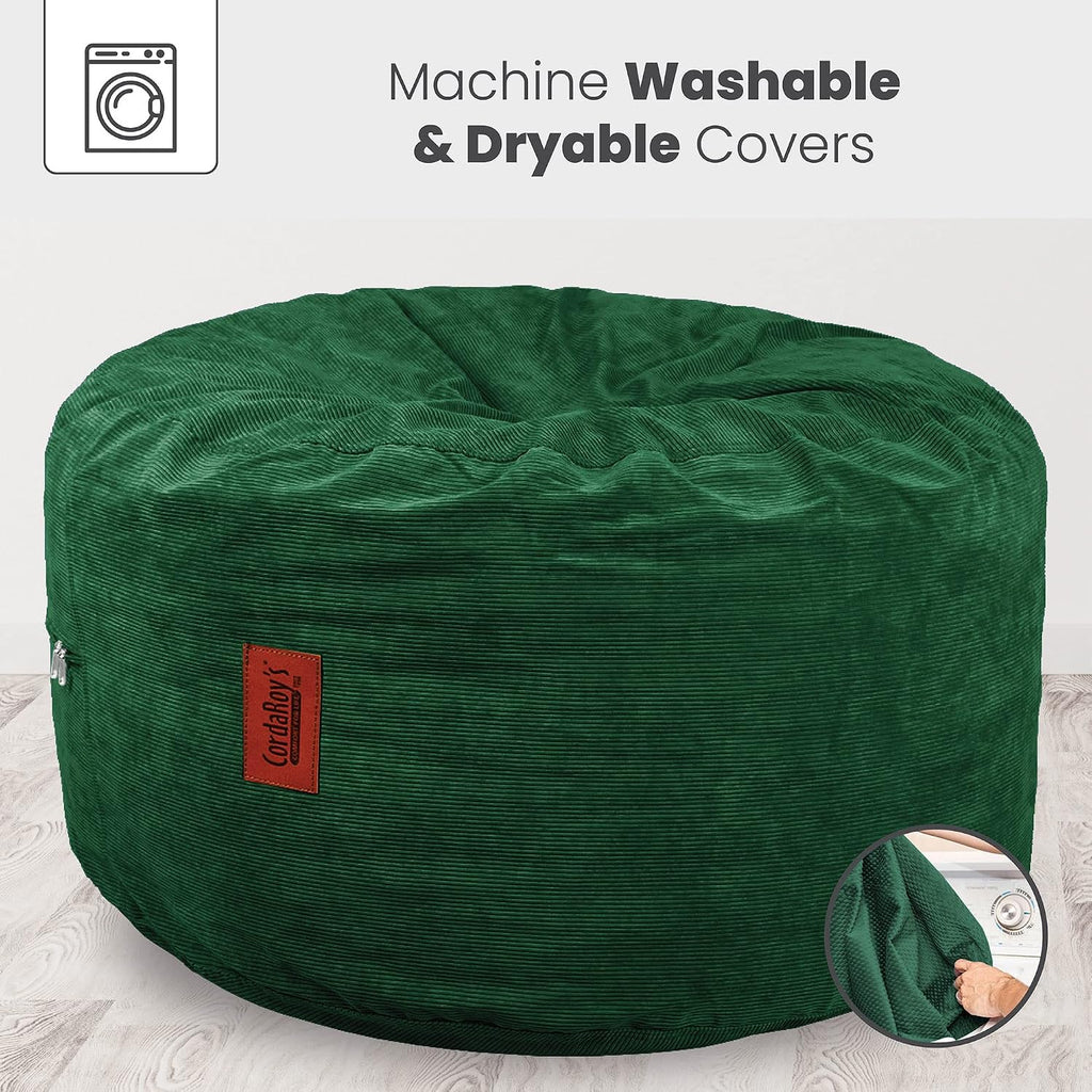 CordaRoy's Corduroy Bean Bag Pouf Footstool, Rainforest