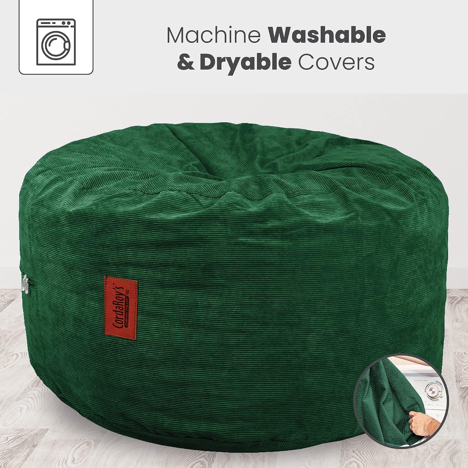 CordaRoy's Corduroy Bean Bag Pouf Footstool, Rainforest