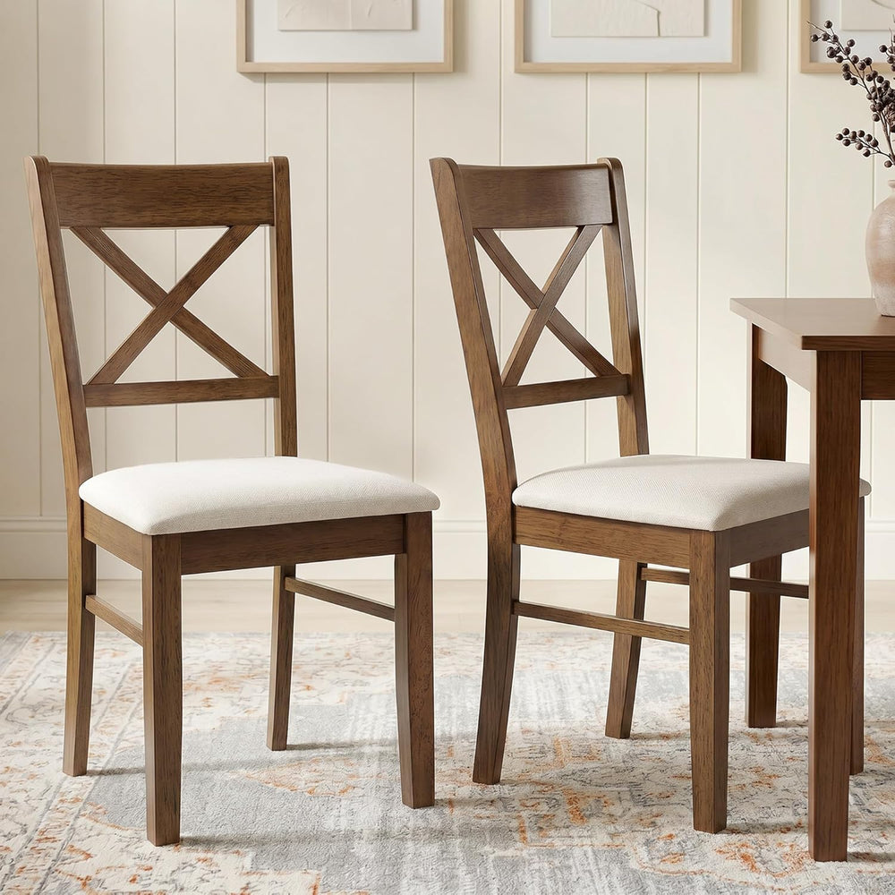 HOMCOM Dining Chairs Set of 2, Upholstered Kitchen Chairs with Rubberwood Fra...