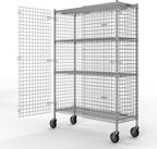 18" W x 48" L x 69" H Heavy Duty Utility Commercial Grade Metal Storage NSF Unit | Chrome Mobile Security Wire Cage Kit