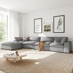 176.4 Inch L Shaped Modular Sectional Sofa with Removable Ottoman, 5-Seater Oversized Deep Seat Corner Couch for Living Room, Apartment, Office, Spacious Space, Grey
