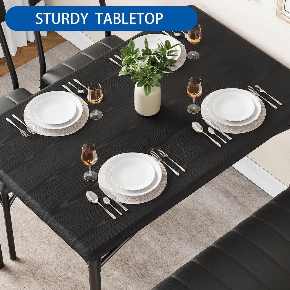 IDEALHOUSE Dining Table Set for 4, Kitchen Table and Chairs for 4 with Uphols...