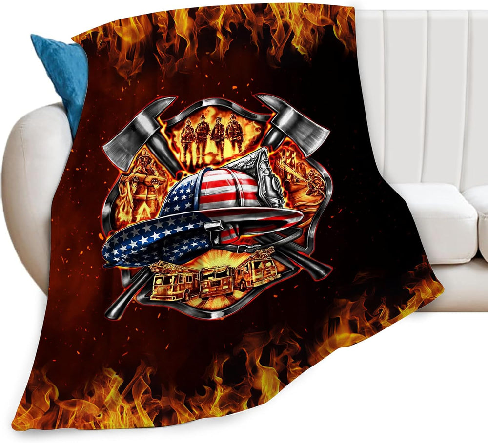 Firefighter Blanket, Fire Fighter Throw Blankets, Fireman Gifts for Men Firef...