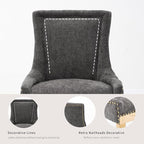 Dining Chairs Set of 8, Kitchen & Dining Room Chairs, Chenille Fabric Upholstered Dinning Chairs, Sillas De Comedor, Nailhead Trim, Metal Legs (Grey, 8 Pcs)