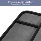 SITHON Valet Tray Trendy Organizer Multifunctional Nightstand Caddy Holder | Premium PU Leather Stylish and Organized Catchall Bedside Vanity Tray for Keys, Watch, Wallet, Jewelry and more, Black