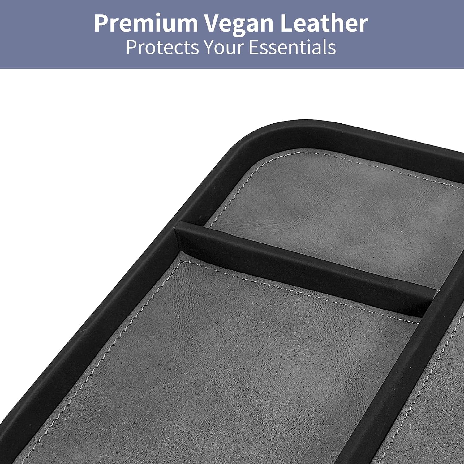 SITHON Valet Tray Trendy Organizer Multifunctional Nightstand Caddy Holder | Premium PU Leather Stylish and Organized Catchall Bedside Vanity Tray for Keys, Watch, Wallet, Jewelry and more, Black