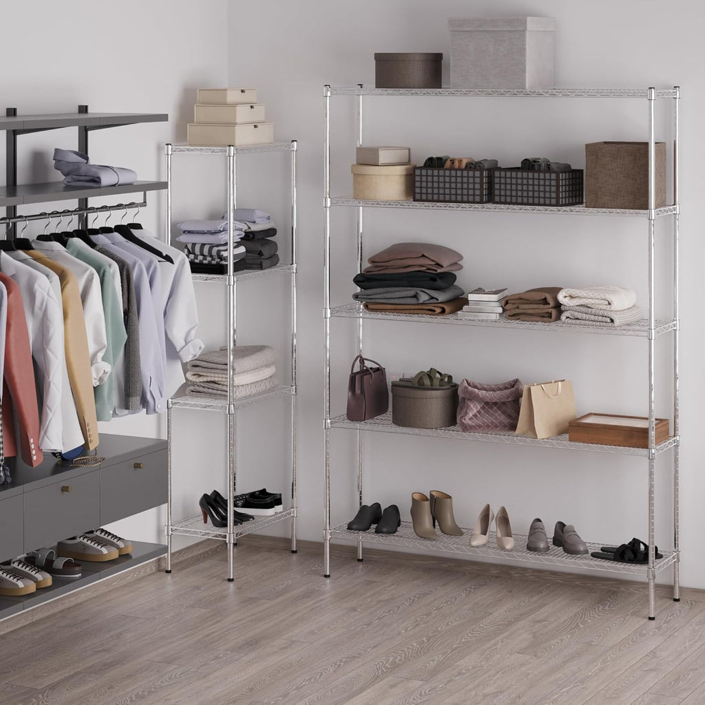 14" Deep x 60" Wide x 86" Height Wire Shelving Kit | 5-Tier | NSF Commercial Storage Rack Unit