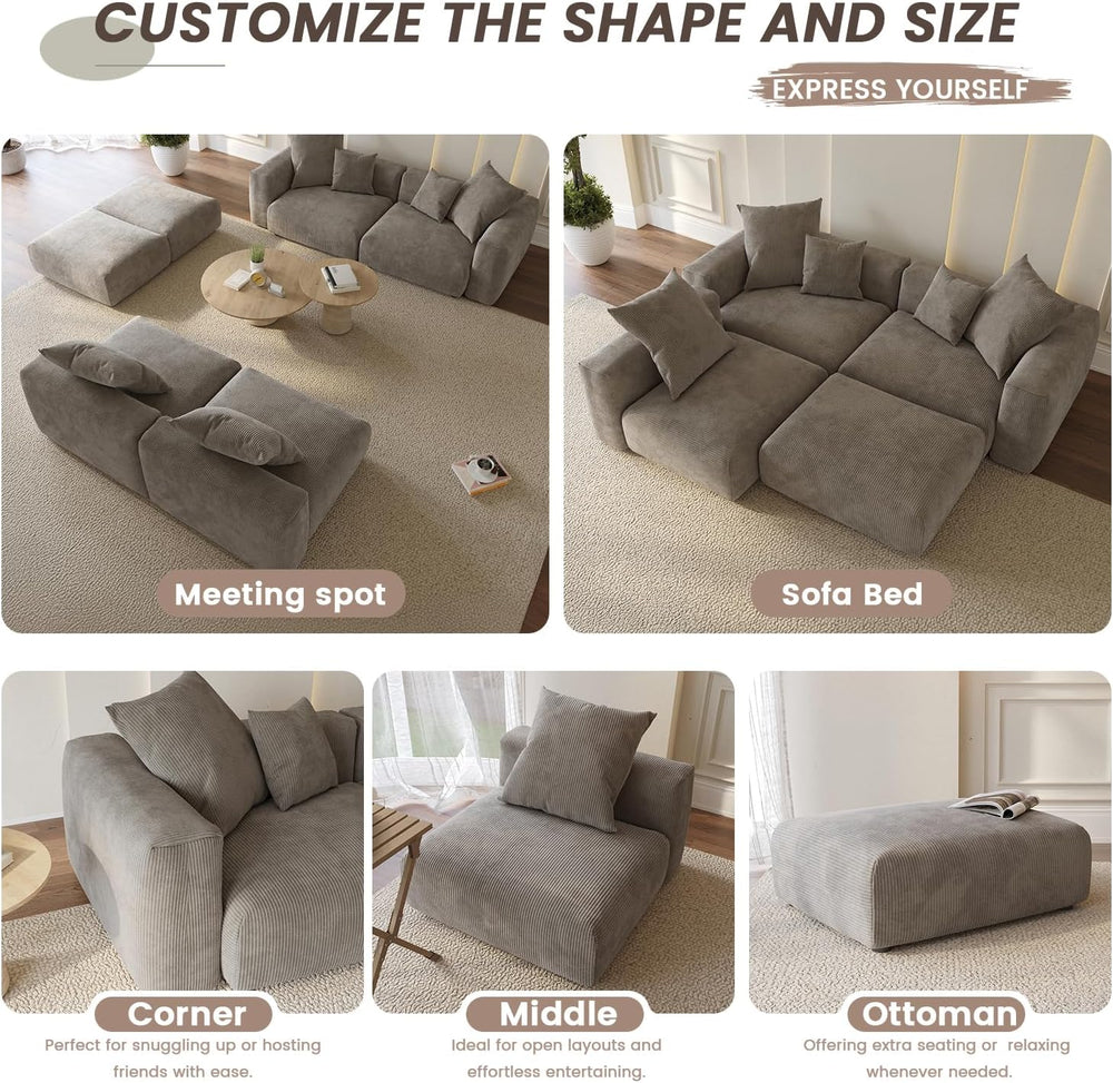 Sectional Couches for Living Room,102inch Cloud Couch Modular Sectional Sofa,...