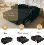 ERYE 3 in 1 Loveseat Sofa Convertible Sleeper Sofabed,Functional Recliner Daybed Love Seat Sofa&Couch W/Pull Out Couch Bed, Reclining Backrest and Pillows Armrests for Office Apartment RV Living Room