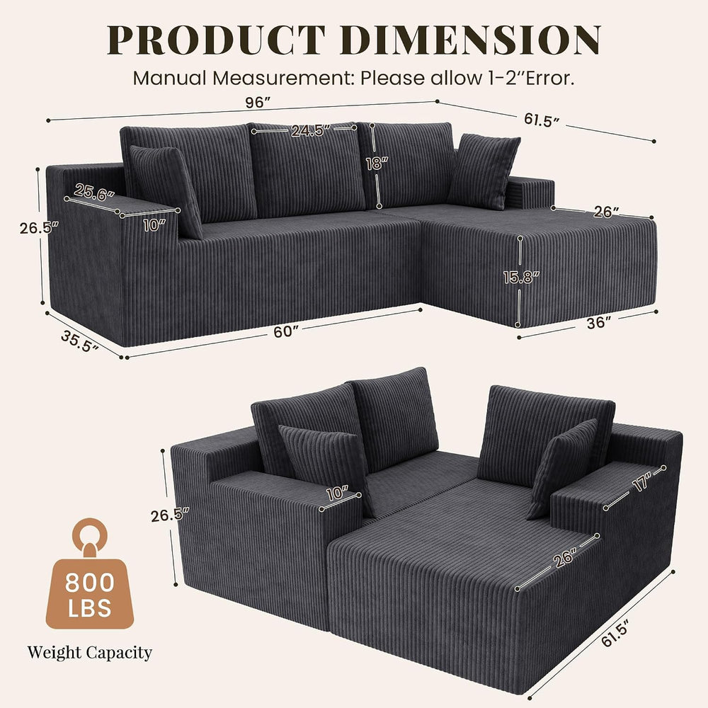 GRUSIGN Cloud Sectional Couches for Living Room, Modular L Shaped Couch with ...