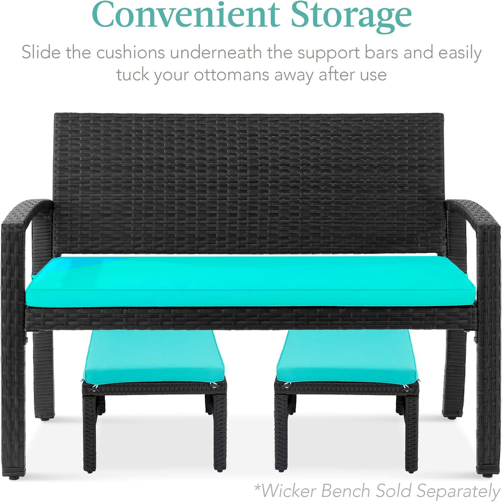 Best Choice Products Set of 2 Wicker Ottomans, Multipurpose Outdoor Furniture...
