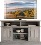 BELLEZE Modern 48" Farmhouse Wood TV Stand & Media Entertainment Center Console Table for TVs up to 50 Inch with Open Storage Shelves & Cabinets - Norrell (Gray Wash)