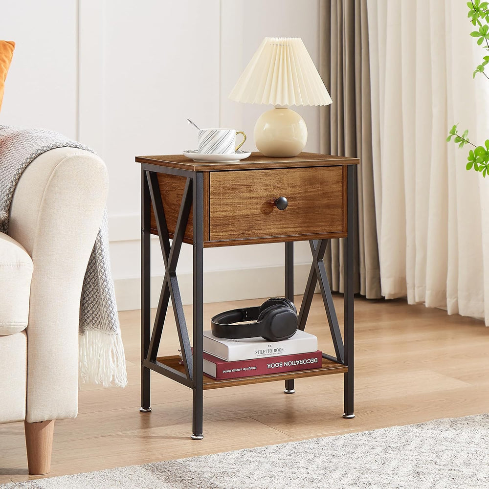 VECELO Nightstands Set of 2, Modern Bedside End Tables, Night Stands with Dra...