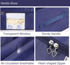 Comforter Storage Bags Pack of 2,Pillow Beddings/Blanket Clothes Organizer Storage Containers with Zippers,Breathable and Moistureproof(Navy blue 2pcs, XXL)