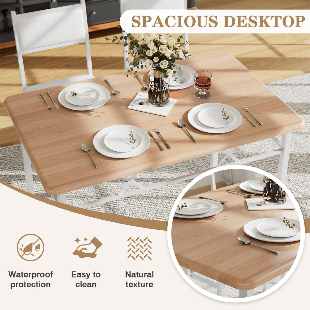 VECELO Dining Table Set for 4 with Chairs, 5-Piece Kitchen Table and Upholste...