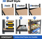 HOMEDANT 5-Tier Laminated Boltless Heavy Duty Metal Shelving Unit Adjustable Garage Storage Utility Rack Shelves Organization Multipurpose Shelf Warehouse Industrial (1, (M) 35.9" W, Black)