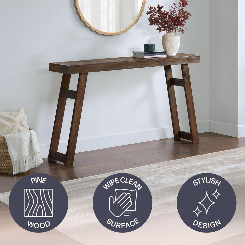 Alaterre Furniture Lawas Solid Wood Console Table, Brown, 56”x12”x32” | Moder...