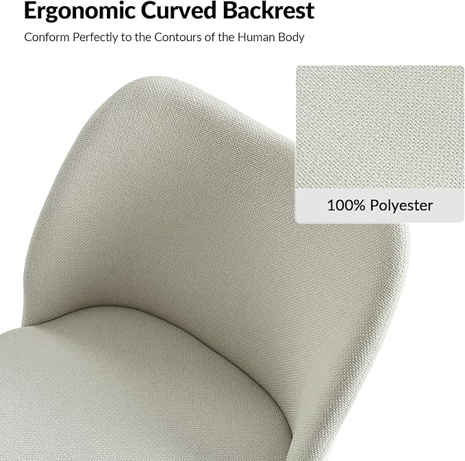 Dining Chairs Set of 4, Upholstered Kitchen Dining Room Chair Set Morden Accent Side Dinner Chair with Curved Padded Back Wood Legs for Restaurant/Cafe, Grey